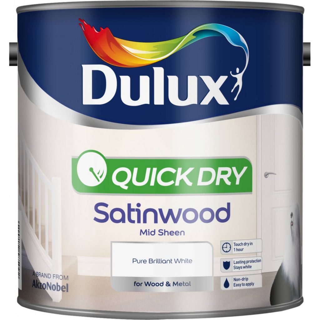 Dulux Quick Dry Satinwood 2.5L Pure Brilliant White