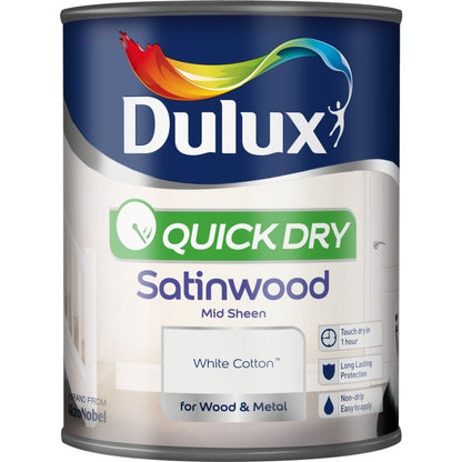 Dulux Secado Rápido Satinwood 750ml Algodón Blanco