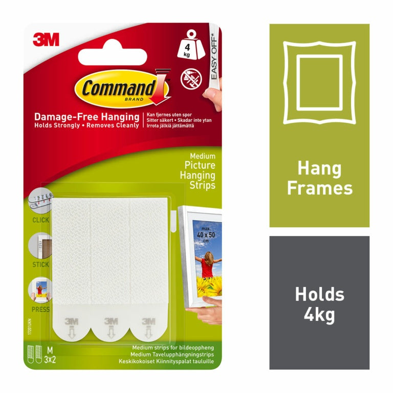 CommandTM Medium White Picture Hanging Strips 3 Sets of Medium Strips