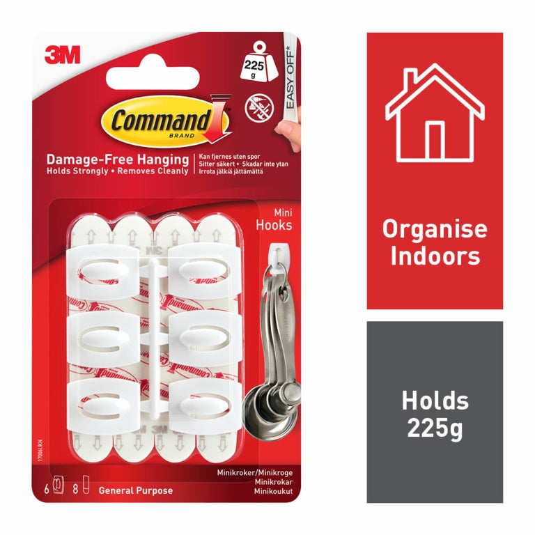 CommandTM Mini Hooks 6 Hooks 8 Small Strips