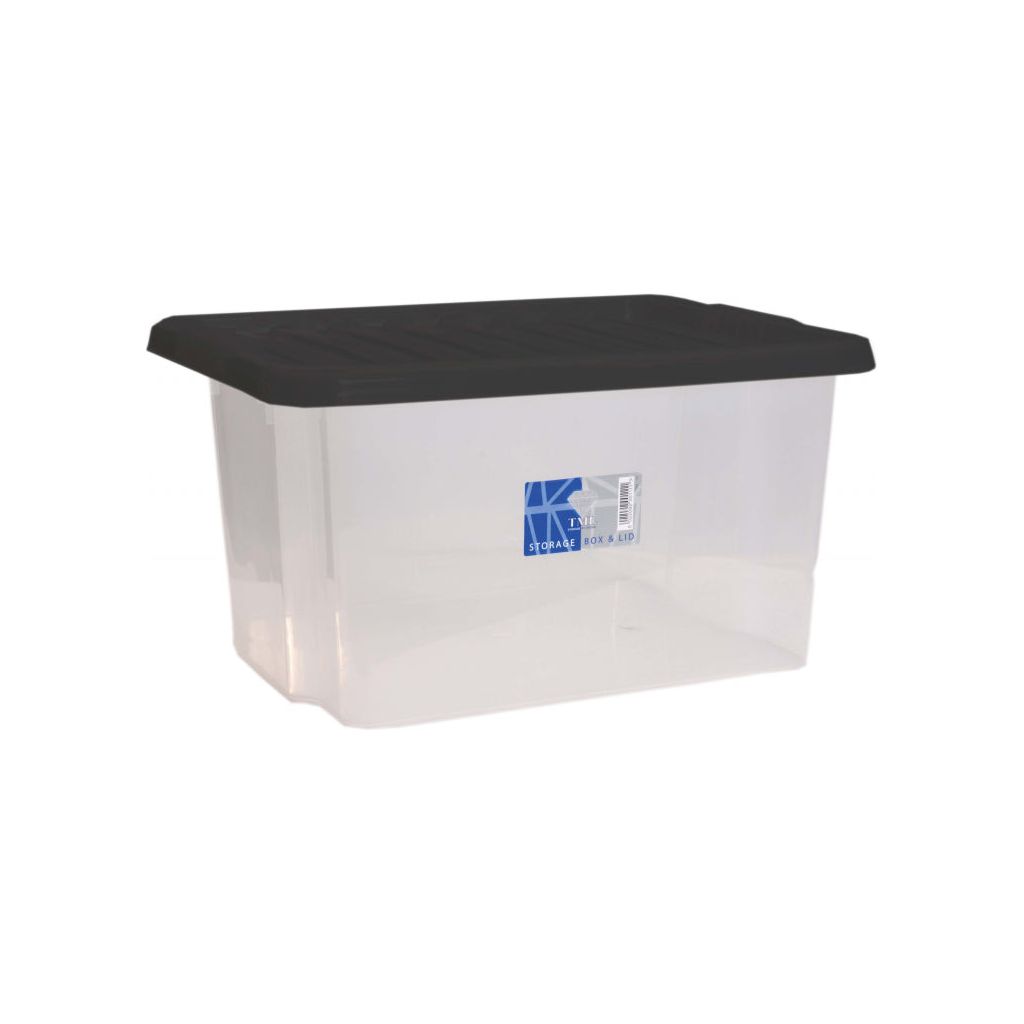 TML Storage Box & Black Lid 35L Clear