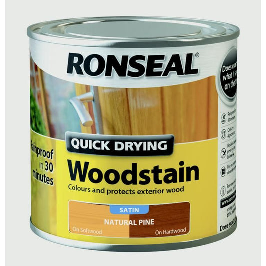 Ronseal Quick Drying Woodstain Satin 250ml Natural Pine