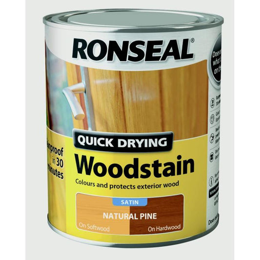 Ronseal Quick Drying Woodstain Satin 750ml Natural Pine