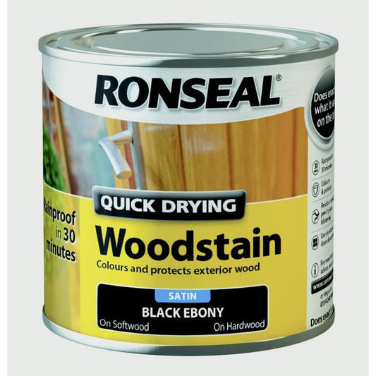 Ronseal Quick Drying Woodstain Satin 250ml Black Ebony