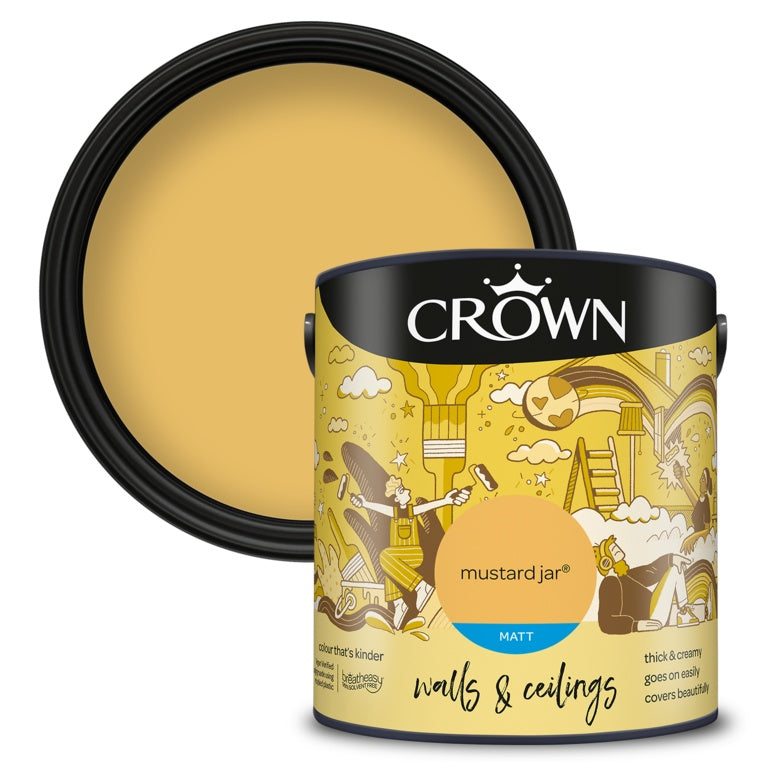 Crown Walls & Ceilings Matt  2.5L Mustard Jar