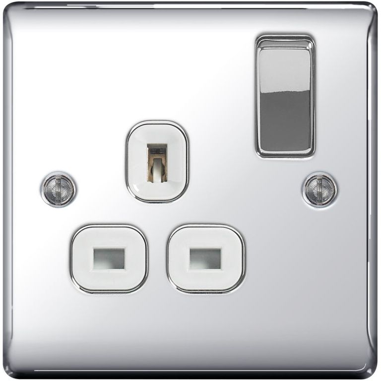 BG Chrome 13a Switched Socket 1 Gang