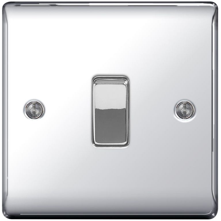 Interruptor de placa BG Metal Chrome 10ax, 2 vías, 1 unidad