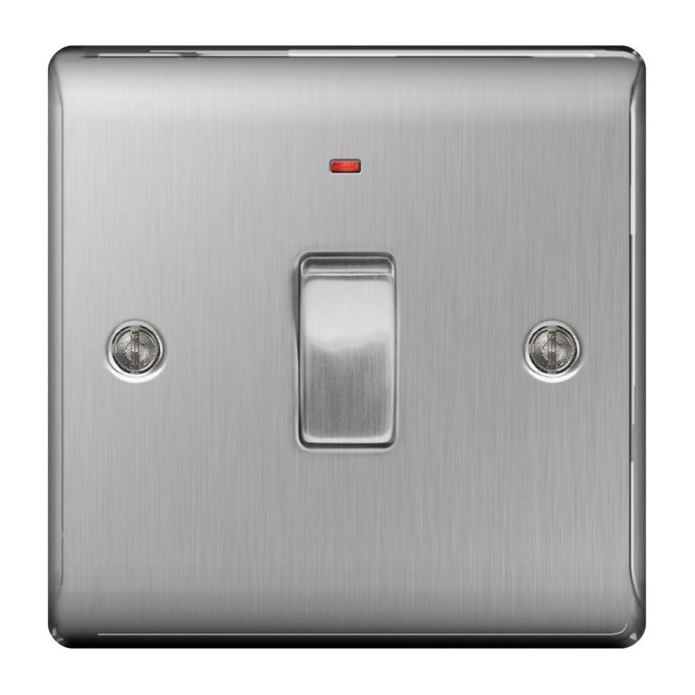 BG Brushed Steel Dp Switch Neon 20a