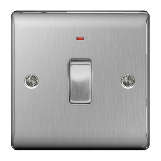 BG Brushed Steel Dp Switch Neon 20a