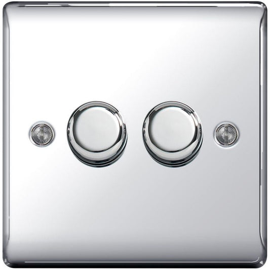 BG Chrome 2 Way Dimmer Switch 400w 2 Gang