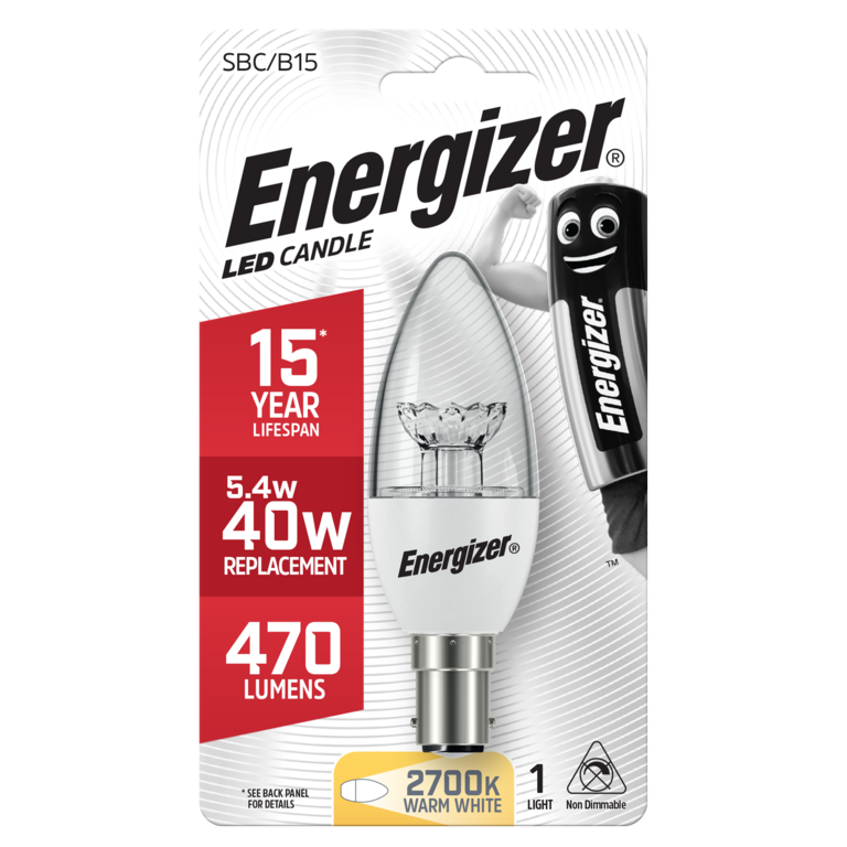 Energizer LED Candle Warm White SBC B15 5.4w 470lm