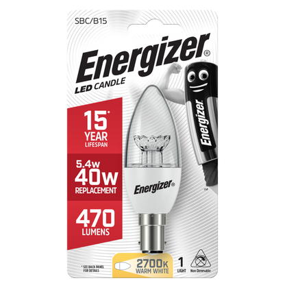 Energizer LED Candle Warm White SBC B15 5.4w 470lm