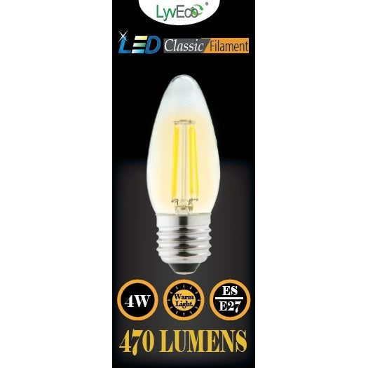 Lyveco ES Clear LED 4 Filament 470 Lumens Candle 2700K 4 Watt
