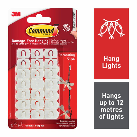 CommandTM Decorating Clips White 20 Clips, 24 Mini Strips