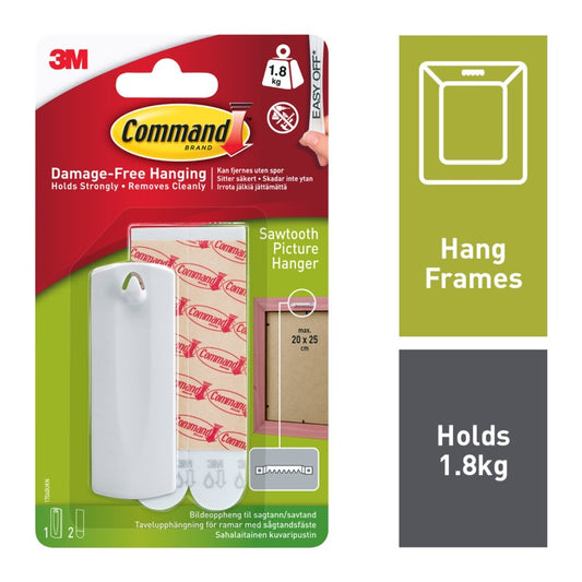 CommandTM Sawtooth Picture Hanger 1 Hanger, 2 Large Strips