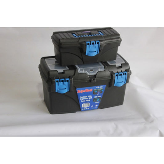 SupaTool Tool Box With Organiser Lid Twin Pack 432mm & 320mm