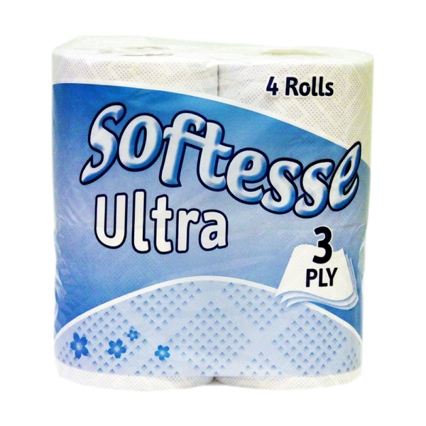 Softesse 3 Ply Ultra White Toilet Rolls 4 Pack