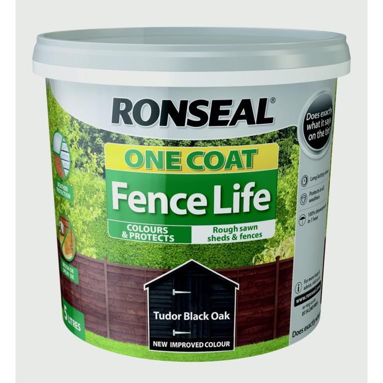 Ronseal One Coat Fence Life 5L Tudor Black Oak