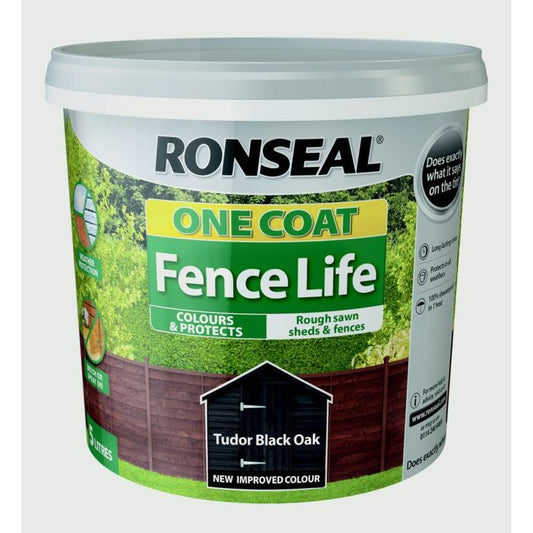 Ronseal One Coat Fence Life 5L Tudor Chêne Noir
