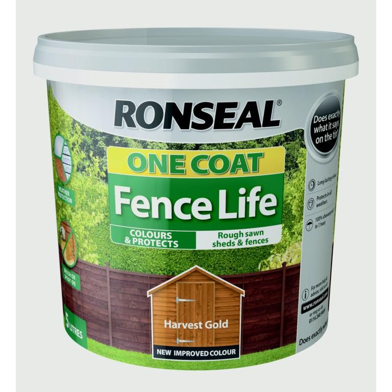 Ronseal One Coat Fence Life 5L Récolte Or