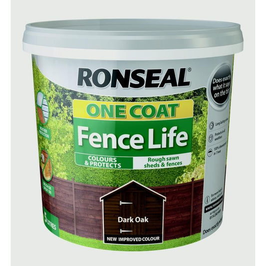 Ronseal One Coat Fence Life 5L Roble oscuro