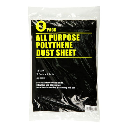SupaDec Feuille anti-poussière transparente 12' x 9' Pack 3