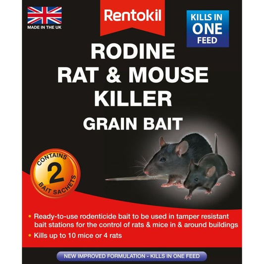 Rentokil Rodine Rat &amp; Mouse Killer Grain Bait 2 Sachet