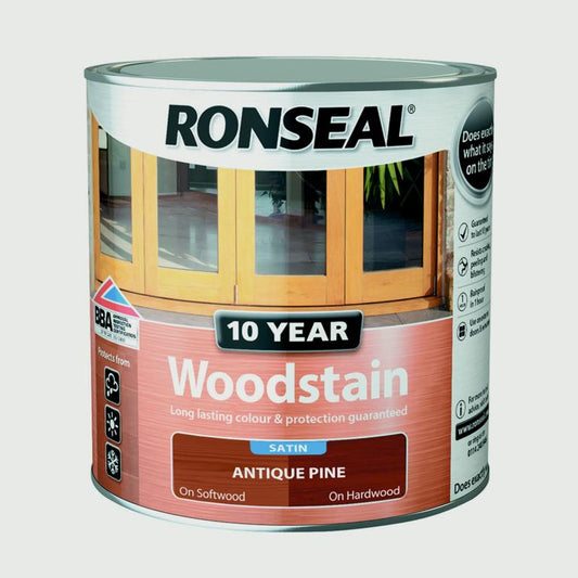 Ronseal 10 Year Woodstain Satin 250ml Antique Pine