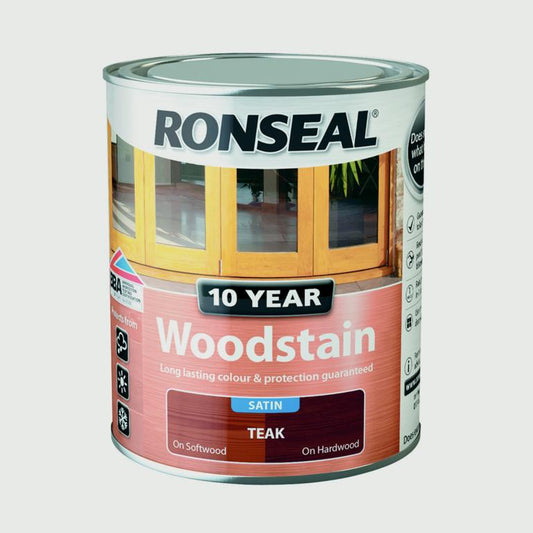 Ronseal 10 Year Woodstain Satin 750ml Teak