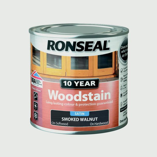 Ronseal 10 Year Woodstain Satin 250ml Smoked Walnut