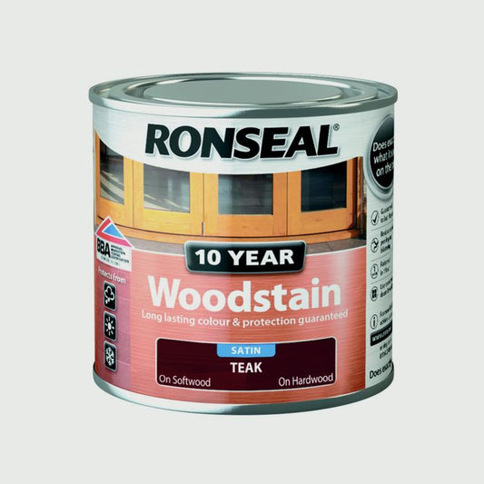 Ronseal 10 Year Woodstain Satin 250ml Teak