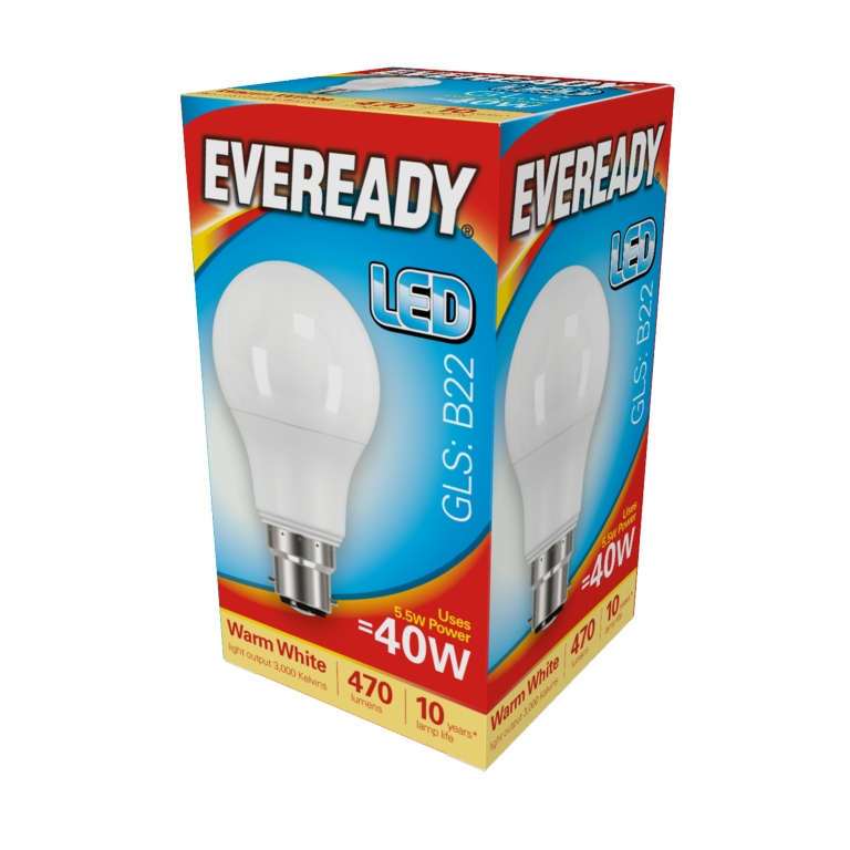 Eveready LED GLS 5,6w 470lm Blanco Cálido 3000k B22
