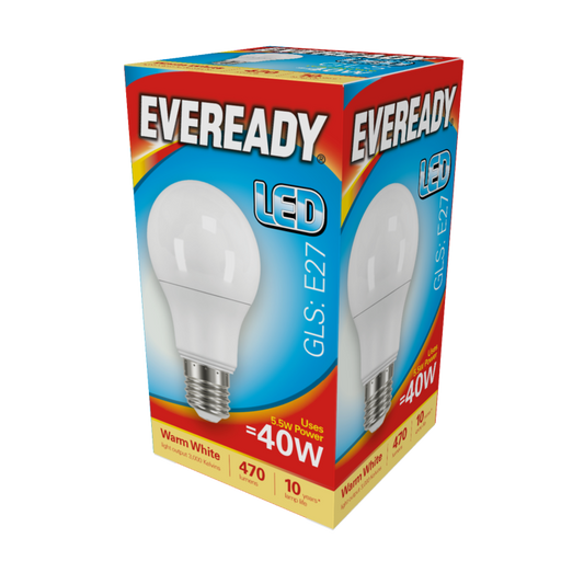 Eveready LED GLS 5.6w 470lm Warm White 3000k E27