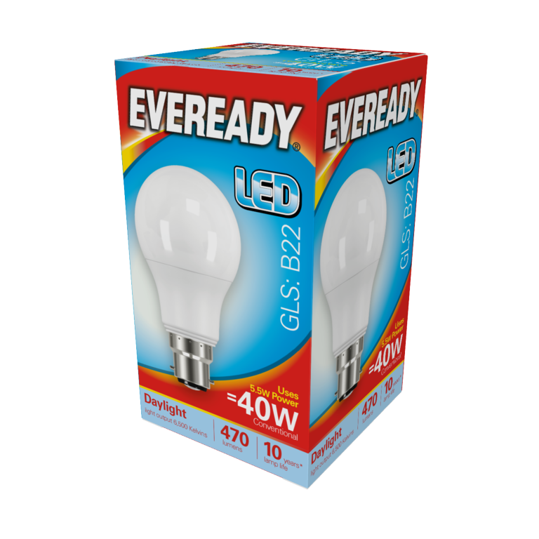 Eveready LED GLS 5,6w 480lm Lumière du jour 6500k B22