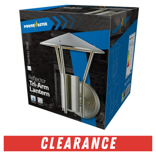 Powermaster Tri Arm Wall Lantern Stainless Steel