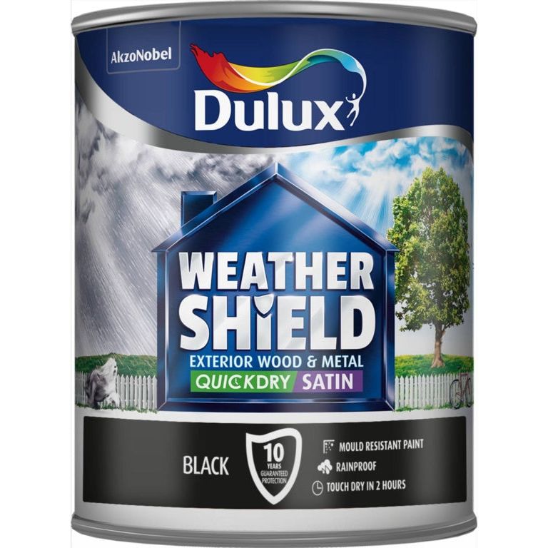 Dulux Weathershield Secado Rápido Satinado 750ml Negro