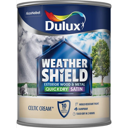 Dulux Weathershield Quick Dry Satin 750ml Celtic Cream