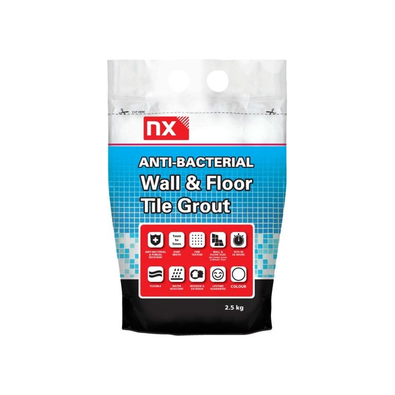Norcros Anti Bacterial Wall & Floor Tile Grout 2.5kg Arctic White