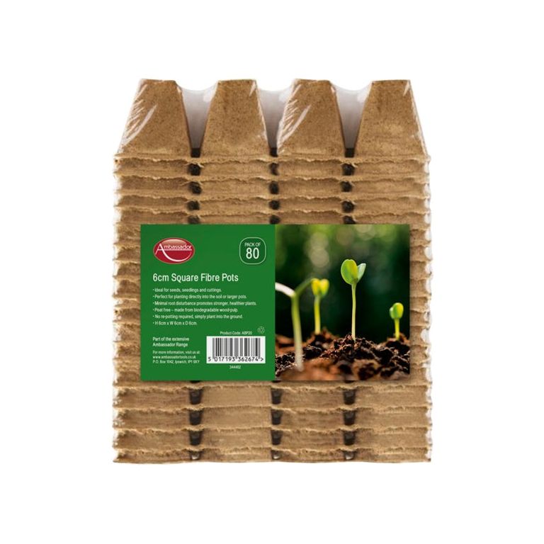 Ambassador Square Fibre Pots 6cm - Pack 80