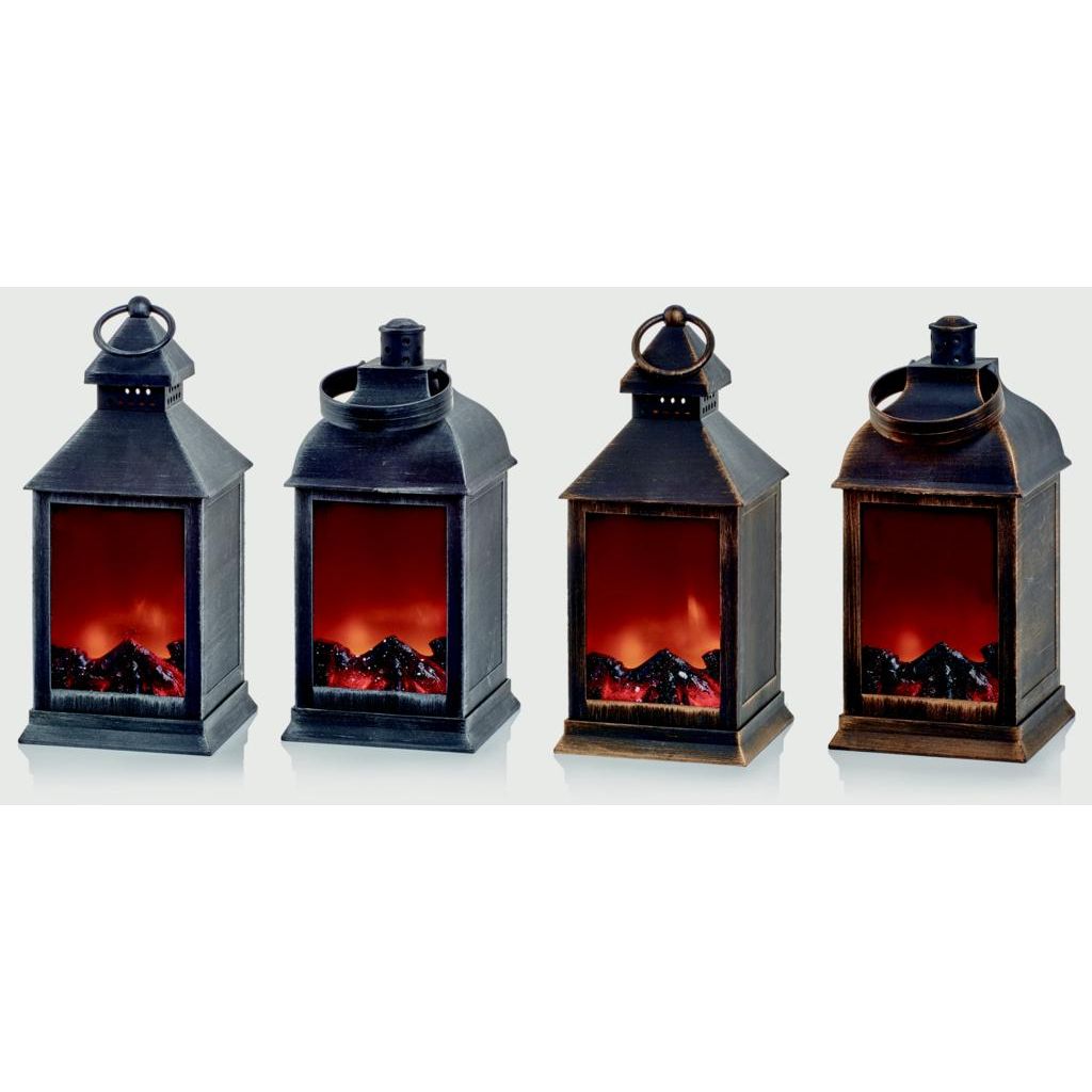 Premier Fireplace Lantern With Brush Effect 24cm
