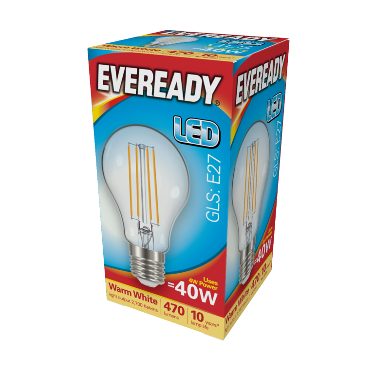 Eveready Filament LED GLS E27 470LM ES 4W 27000K