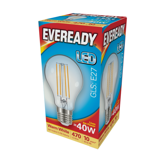 Eveready Filament LED GLS E27 470LM ES 4W 27000K