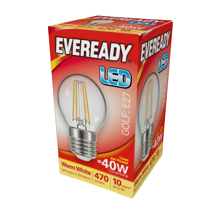 Eveready LED Filament Golf 470LM E27 ES 4W 27000K