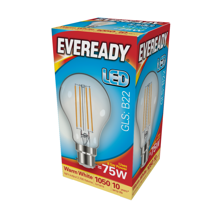 Eveready LED Filament GLS B22 1050LM BC 8.5W 27000K