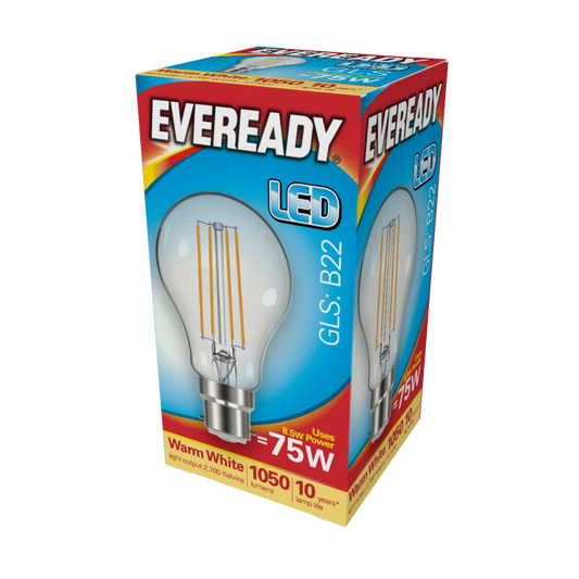 Filament LED Eveready GLS B22 1050LM BC 8,5W 27000K