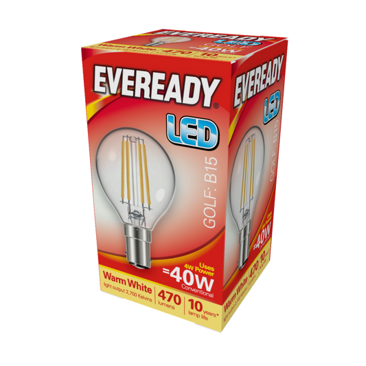 Eveready Filament LED Golf 470LM B15 SBC 4W 27000K