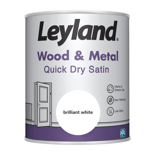 Leyland Wood &amp; Metal Satinado de Secado Rápido 750ml Blanco Brillante