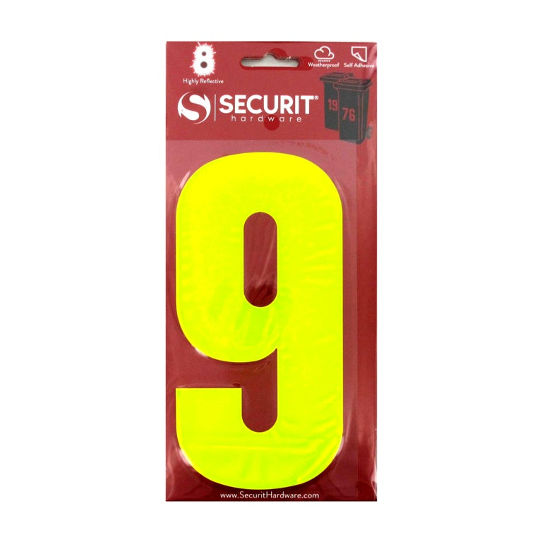 Securit Hi Vis - Papelera autoadhesiva con ruedas, números n.º 9