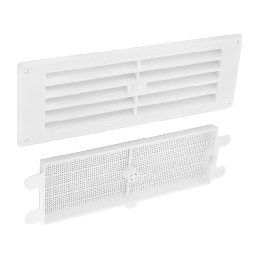 Grille d'aération Securit en plastique blanc avec mouche amovible 9x3