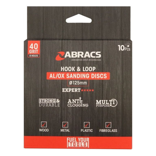 Abracs AL/OX Sanding Disc Pack 10 125mm x 40 Grit